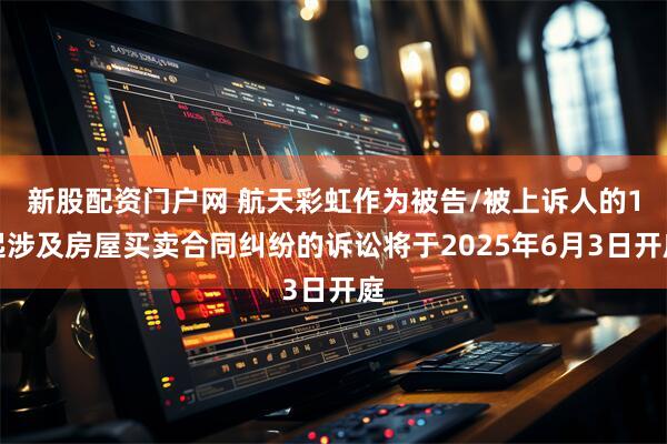 新股配资门户网 航天彩虹作为被告/被上诉人的1起涉及房屋买卖合同纠纷的诉讼将于2025年6月3日开庭